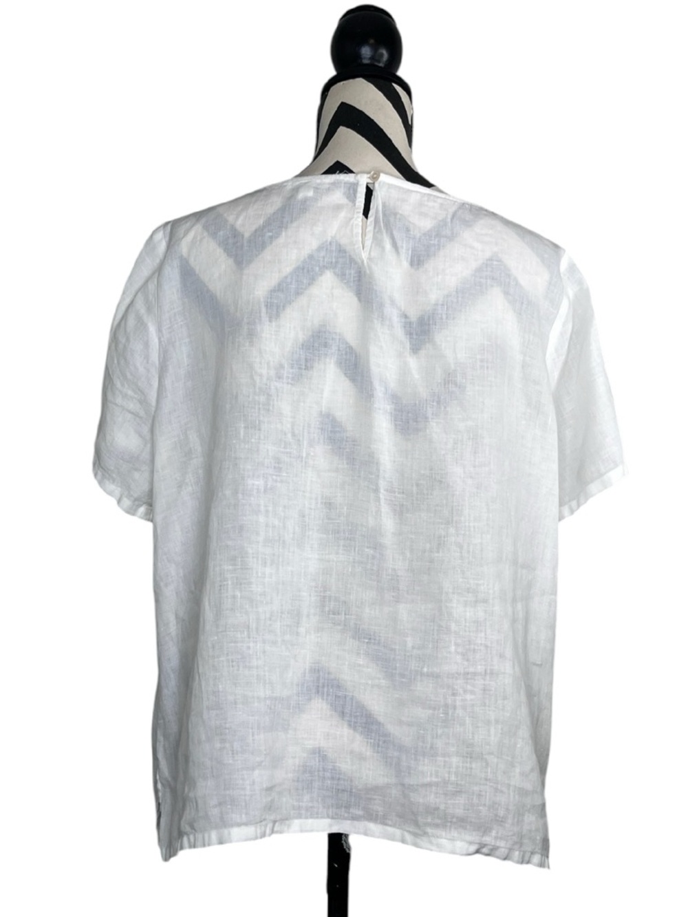 Eileen Fisher Sz M 100% Linen Lightweight Breathable Minimalist Short-Sleeve Top - Picture 2 of 10